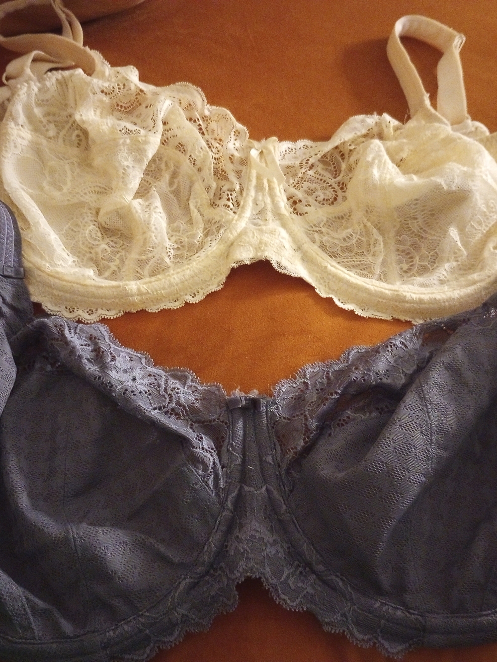 Panache Lace Underwire Bra Duo in Cream and Charcoal